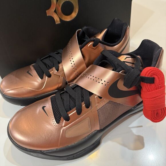 Nike Zoom KD 4 IV Metallic Copper Black Christmas Sneaker FZ5913-800 Men Sz 8